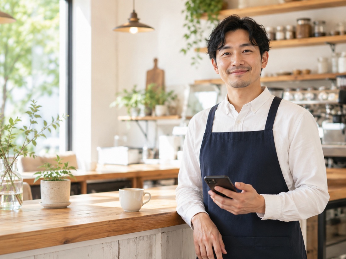 スマホで予約通知を確認して安心する店主