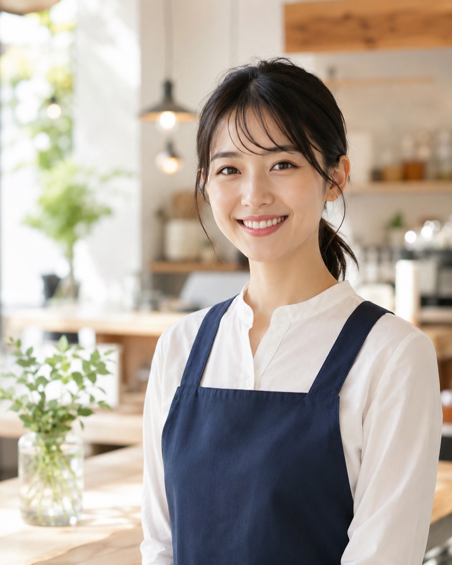 明るい店内で笑顔のスタッフ